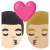 👨🏻‍❤️‍💋‍👨🏼 kiss: man, man, light skin tone, medium-light skin tone display on Google